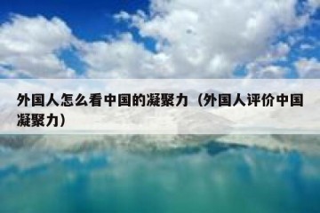 外国人怎么看中国的凝聚力（外国人评价中国凝聚力）