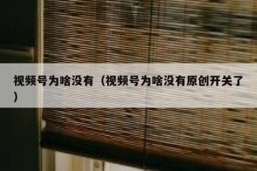 视频号为啥没有（视频号为啥没有原创开关了）
