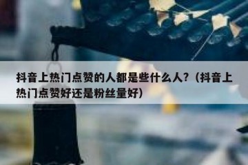 抖音上热门点赞的人都是些什么人?（抖音上热门点赞好还是粉丝量好）
