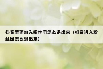 抖音里面加入粉丝团怎么退出来（抖音进入粉丝团怎么退出来）
