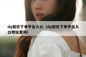 dy低价下单平台入口（dy低价下单平台入口地址查询）