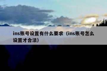 ins账号设置有什么要求（ins账号怎么设置才合法）