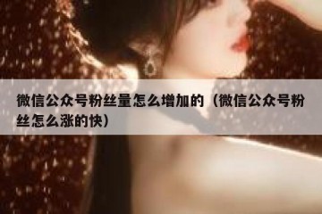 微信公众号粉丝量怎么增加的（微信公众号粉丝怎么涨的快）