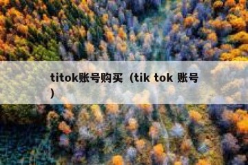 titok账号购买（tik tok 账号）