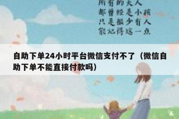 自助下单24小时平台微信支付不了（微信自助下单不能直接付款吗）