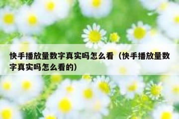 快手播放量数字真实吗怎么看（快手播放量数字真实吗怎么看的）