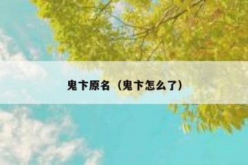 鬼卞原名（鬼卞怎么了）