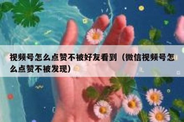 视频号怎么点赞不被好友看到（微信视频号怎么点赞不被发现）