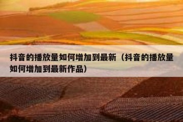 抖音的播放量如何增加到最新（抖音的播放量如何增加到最新作品）