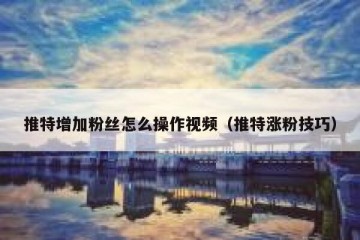 推特增加粉丝怎么操作视频（推特涨粉技巧）