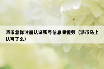 派币怎样注册认证账号信息呢视频（派币马上认可了么）