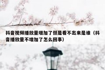 抖音视频播放量增加了但是看不出来是谁（抖音播放量不增加了怎么回事）