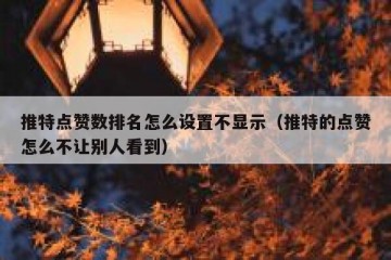 推特点赞数排名怎么设置不显示（推特的点赞怎么不让别人看到）