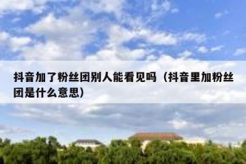 抖音加了粉丝团别人能看见吗（抖音里加粉丝团是什么意思）