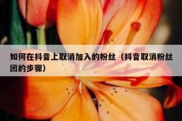 如何在抖音上取消加入的粉丝（抖音取消粉丝团的步骤）