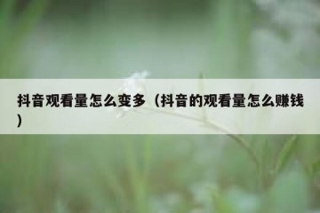 抖音观看量怎么变多（抖音的观看量怎么赚钱）