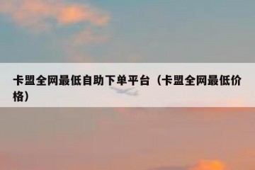 卡盟全网最低自助下单平台（卡盟全网最低价格）