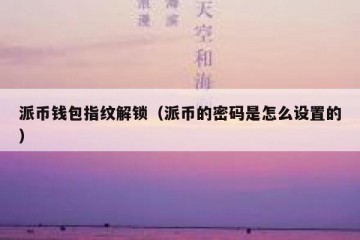 派币钱包指纹解锁（派币的密码是怎么设置的）
