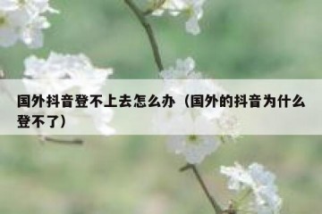 国外抖音登不上去怎么办（国外的抖音为什么登不了）