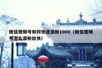 微信视频号如何快速涨粉1000（微信视频号怎么涨粉丝快）