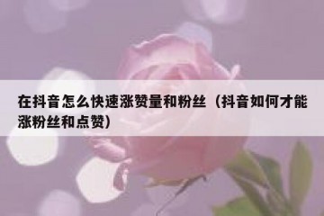 在抖音怎么快速涨赞量和粉丝（抖音如何才能涨粉丝和点赞）