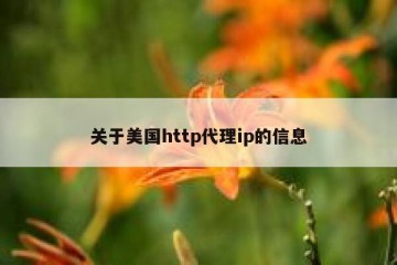 关于美国http代理ip的信息