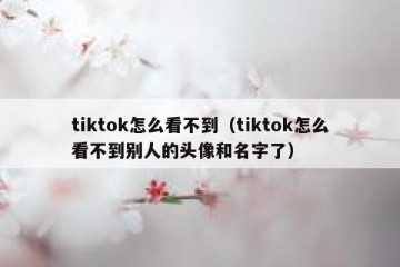 tiktok怎么看不到（tiktok怎么看不到别人的头像和名字了）