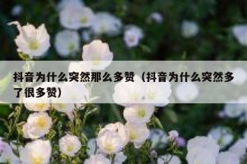 抖音为什么突然那么多赞（抖音为什么突然多了很多赞）