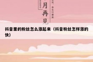 抖音里的粉丝怎么涨起来（抖音粉丝怎样涨的快）