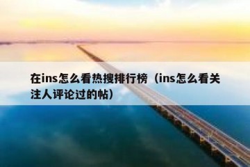 在ins怎么看热搜排行榜（ins怎么看关注人评论过的帖）