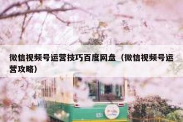 微信视频号运营技巧百度网盘（微信视频号运营攻略）