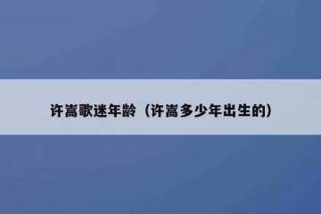 许嵩歌迷年龄（许嵩多少年出生的）