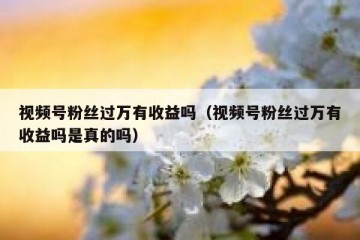 视频号粉丝过万有收益吗（视频号粉丝过万有收益吗是真的吗）