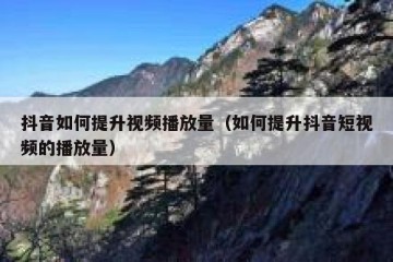 抖音如何提升视频播放量（如何提升抖音短视频的播放量）