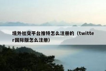 境外社交平台推特怎么注册的（twitter国际版怎么注册）