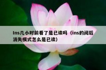 Ins几小时前看了是已读吗（ins的阅后消失模式怎么是已读）