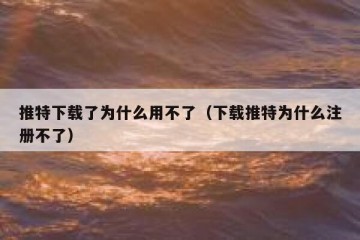 推特下载了为什么用不了（下载推特为什么注册不了）