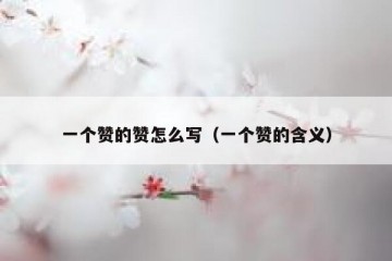 一个赞的赞怎么写（一个赞的含义）