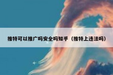 推特可以推广吗安全吗知乎（推特上违法吗）