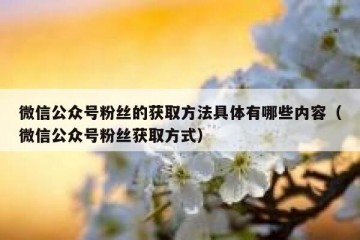 微信公众号粉丝的获取方法具体有哪些内容（微信公众号粉丝获取方式）