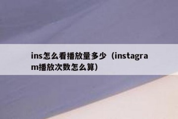 ins怎么看播放量多少（instagram播放次数怎么算）