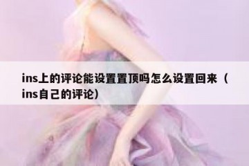 ins上的评论能设置置顶吗怎么设置回来（ins自己的评论）