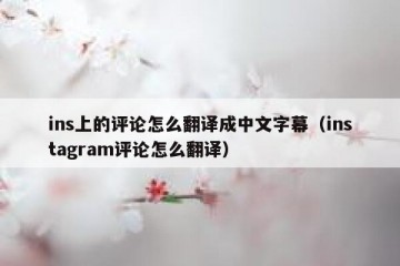 ins上的评论怎么翻译成中文字幕（instagram评论怎么翻译）