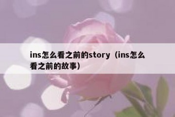 ins怎么看之前的story（ins怎么看之前的故事）