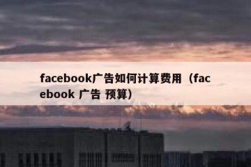 facebook广告如何计算费用（facebook 广告 预算）