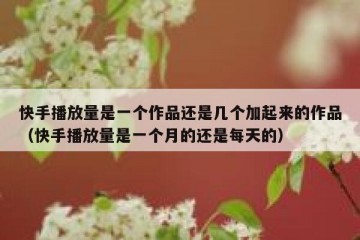 快手播放量是一个作品还是几个加起来的作品（快手播放量是一个月的还是每天的）