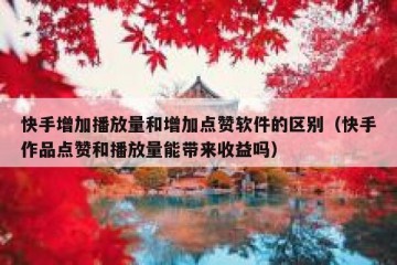 快手增加播放量和增加点赞软件的区别（快手作品点赞和播放量能带来收益吗）