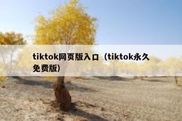 tiktok网页版入口（tiktok永久免费版）