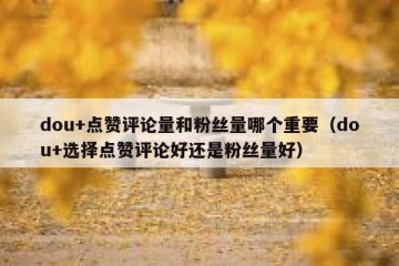dou+点赞评论量和粉丝量哪个重要（dou+选择点赞评论好还是粉丝量好）