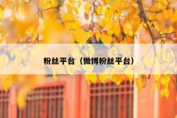 粉丝平台（微博粉丝平台）